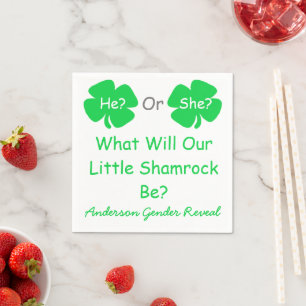 Little Shamrock Gender Reveal Napkin