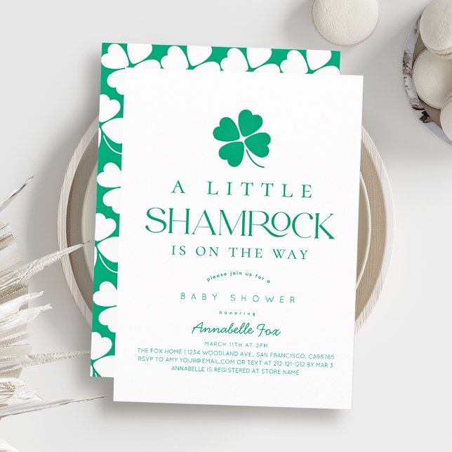 Little Shamrock Modern Baby Shower Invitation (Creator Uploaded)