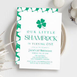 Little Shamrock Modern Boy 1st Birthday Invitation