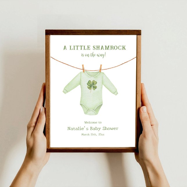 Little Shamrock St Patrick's Baby Shower Welcome Poster (Creator Uploaded)