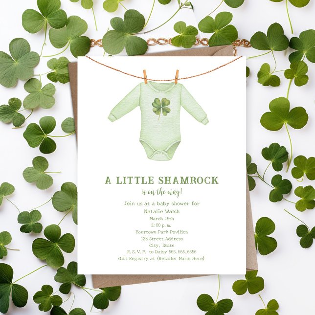 Little Shamrock St Patrick's Boy Baby Shower Invitation (Creator Uploaded)