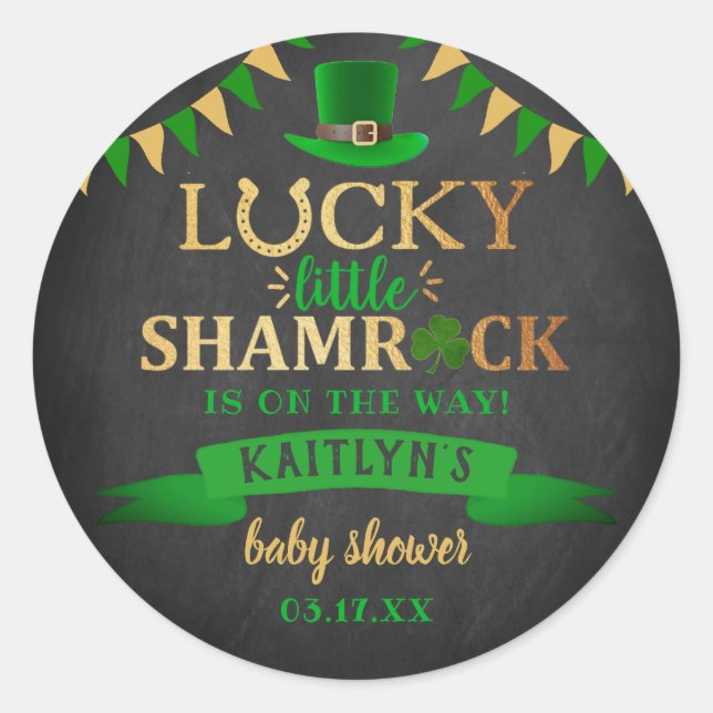 Little Shamrock St. Patrick's Day Baby Shower Classic Round Sticker (Front)