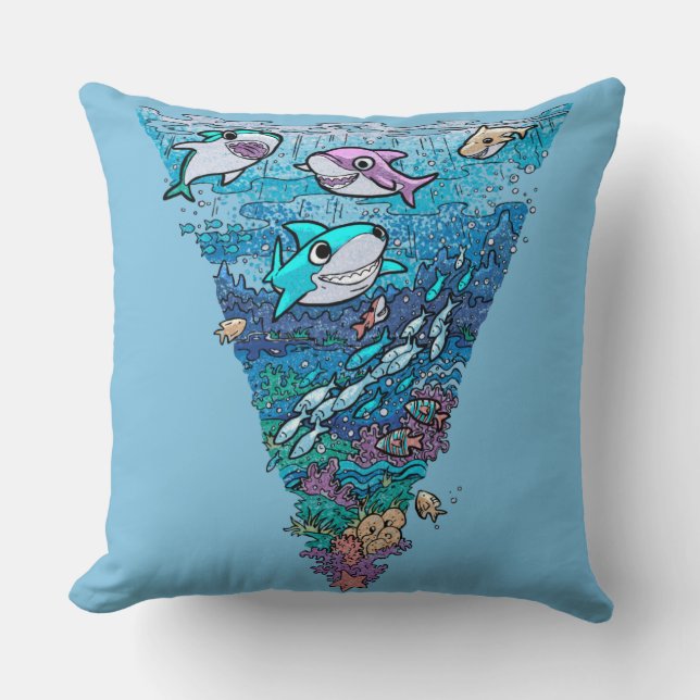 Little Shark Doodle Cushion (Front)