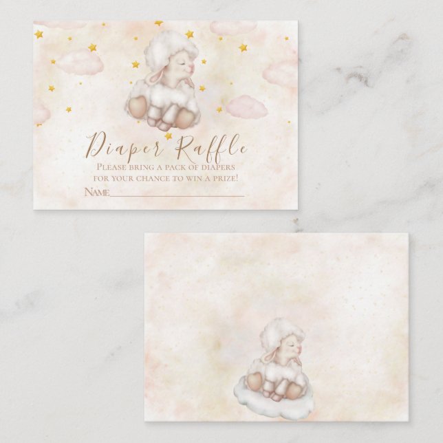 Little Sheep pinky clouds cute Lamb Dreamy stars Enclosure Card (Front/Back)