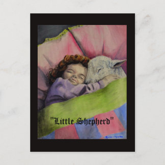 "Little Shepherd" Lamb of God with girl sleeps Postcard