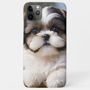 Little Shih Tzu Puppy Basket Flowers Case-Mate iPhone Case