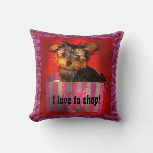 Little Shopper Yorkie Cushion (Front)
