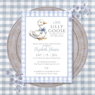 Little Silly Goose Blue Boy Baby Shower Invitation