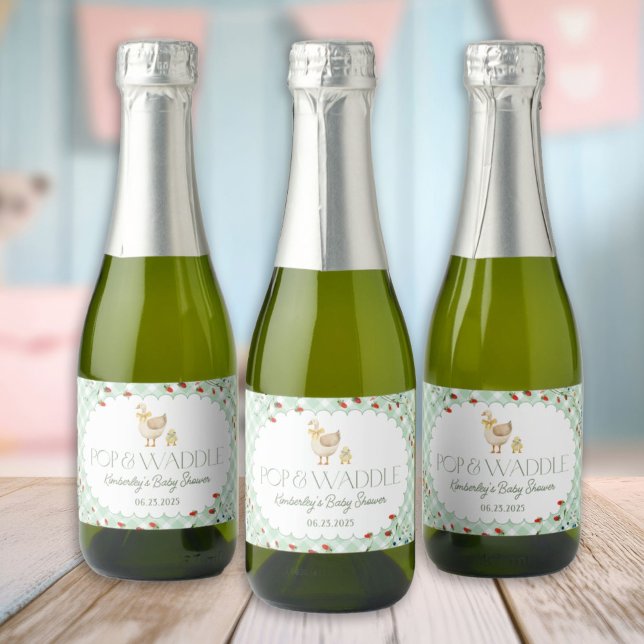 Little Silly Goose Gender Neutral Baby Shower Sparkling Wine Label (Creator Uploaded)