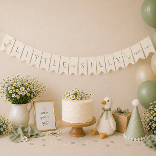 Little Silly Goose ONE Sage Green First Birthday Bunting