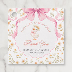 little Silly goose Pink Bow Daisy Baby Shower Favour Tags