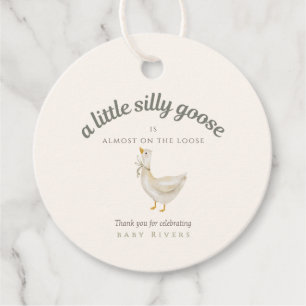 Little silly Goose Sage Green Bow Baby Shower Favour Tags