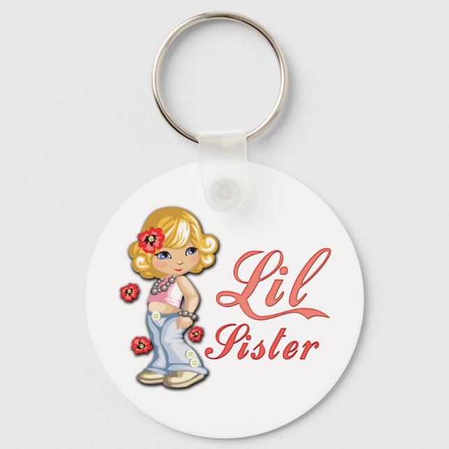 LIttle Sister and Flowers Key Ring (Front)