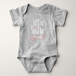 Little Sister Baby Announcement Name & Monogram Baby Bodysuit