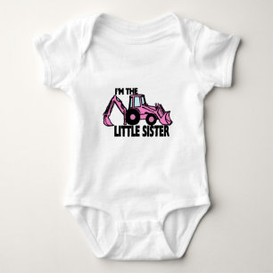 Little Sister Backhoe Baby Bodysuit