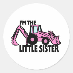 Little Sister Backhoe Classic Round Sticker