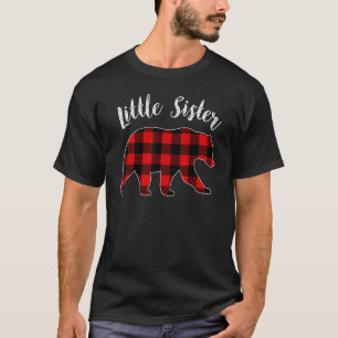 Little Sister Bear Buffalo Plaid Matching Family C T-Shirt