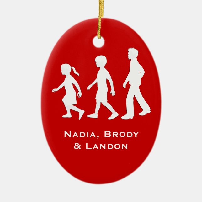 Little Sister, Big Brothers: Silhouette Siblings Ceramic Tree Decoration (Front)