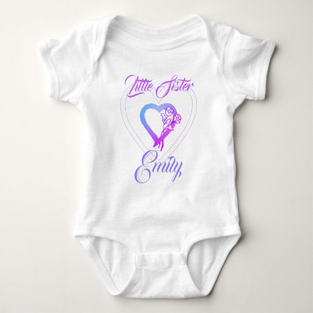 Little Sister Big Sister Floral Heart Baby Bodysuit (Front)