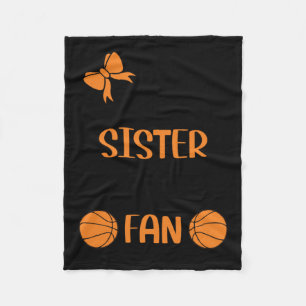 Little Sister Biggest Fan Basketball Sister  Fleece Blanket