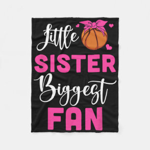 Little Sister Biggest Fan Bysketbyll Girl  Fleece Blanket
