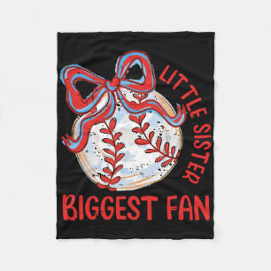 Little Sister Biggest Fan Funny Game Day Bysebyll  Fleece Blanket