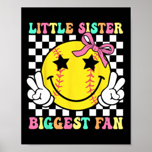 Little Sister Biggest Fan Retro Softll Sister Girl Poster