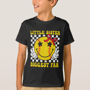 Little Sister Biggest Fan Retro Softll Sister Girl T-Shirt