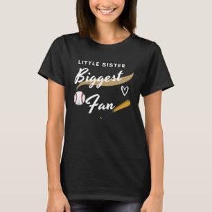 Little Sister Biggest Fan Softball Boys Girls T-Shirt
