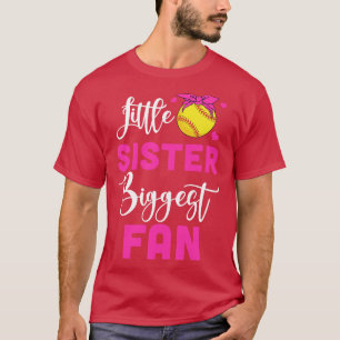 Little Sister Biggest Fan Softball Girl T-Shirt