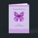 Little Sister Birthday Card - Purple Butterfly<br><div class="desc">Cheerful Purple Butterfly Birthday Wishes</div>