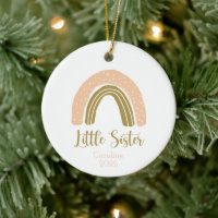 Little Sister Boho Rainbow Pink Gold Personalised
