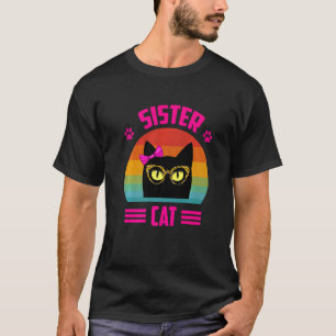 Little Sister Ca With Leopard Glasses Retro Cat Lo T-Shirt