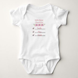 Little Sister Checklist T-Shirt Baby Bodysuit