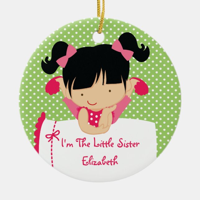 Little Sister Christmas Ornament Sweet Blonde Girl (Front)