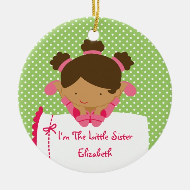 Little Sister Christmas Ornament Sweet  Girl (Front)
