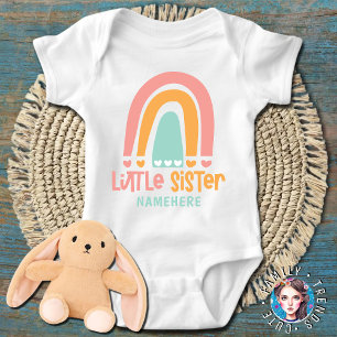 Little Sister colourful rainbow hearts Baby Bodysuit