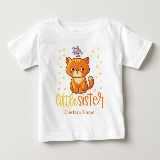 Little Sister Custom Name Baby T-Shirt (Front)