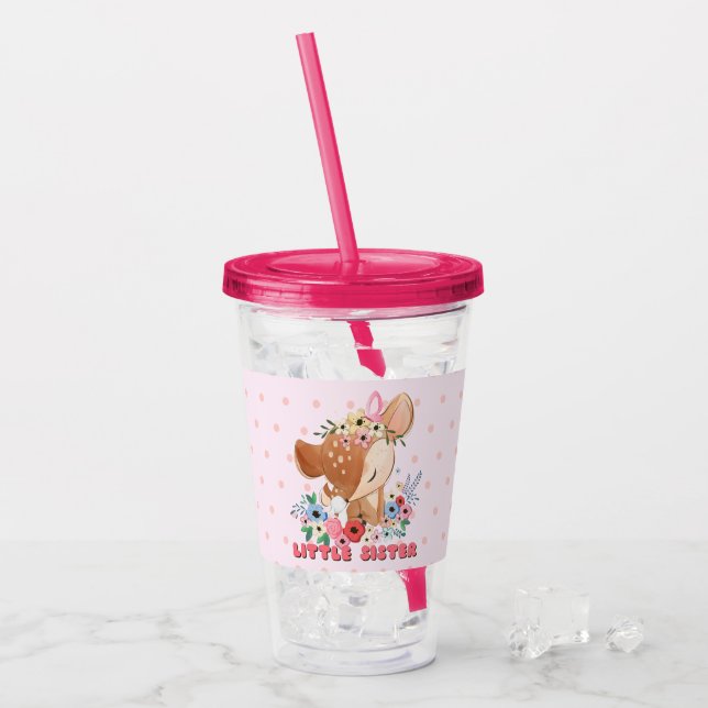 Little Sister Cute Deer Acrylic Tumbler (Front Ice)