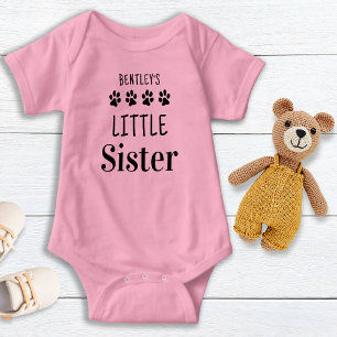 Little Sister Cute Personalised Pet Dog Lover  Baby Bodysuit