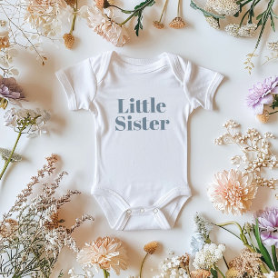 Little Sister   Dusty Blue Matching Sibling Family Baby Bodysuit