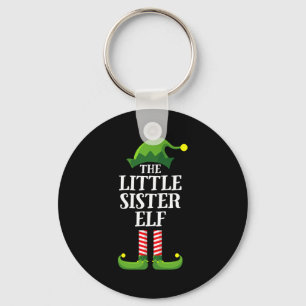 Little Sister Elf Matching Family Group Christmas  Key Ring
