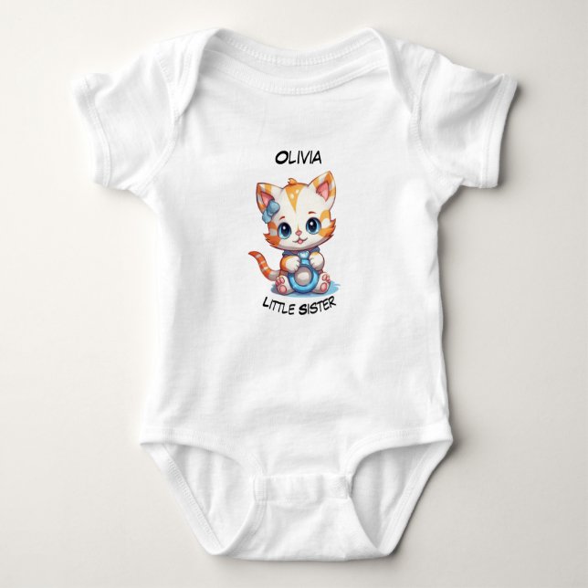 Little Sister Personalised Baby Bodysuit (Front)
