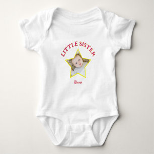 Little Sister Photo in Star Personalised Baby Bodysuit