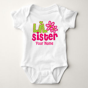 Little Sister Pink and Green Personalised Shirt