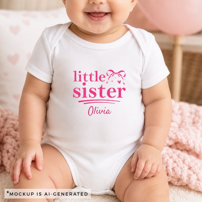 Little Sister Pink Bow Matching Sibling Shirt (Little Sister Pink Bow Matching Sibling Shirt)