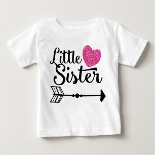 Little Sister Pink Heart Arrow Raglan Baby T-Shirt