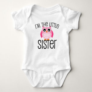 Little Sister Pink Owl Baby Bodysuit