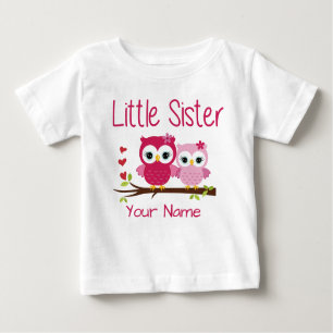 Little Sister Pink Owl Personalised T Shirt