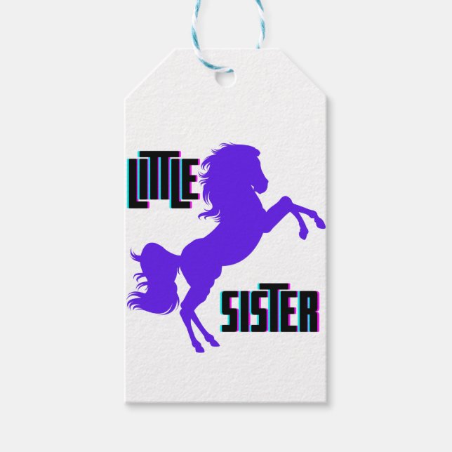 Little Sister Purple Pony Gift Tags (Front)
